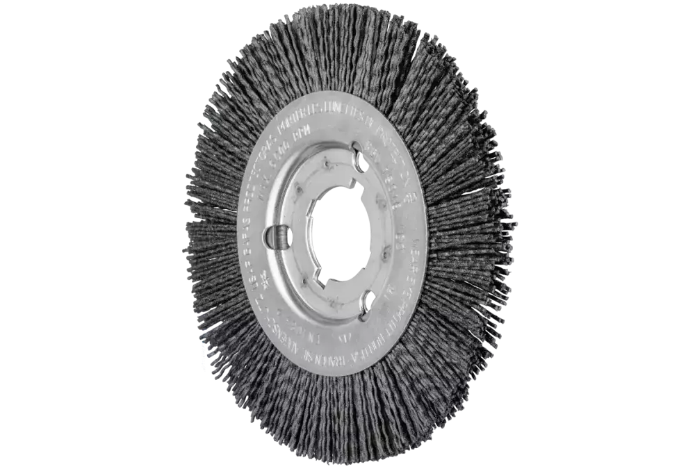Szczotka tarczowa wąska niepleciona RBU Ø 150 × 16xvariable otwór, włókno ceramiczne Ø 1,10 mm ziarno 120 1