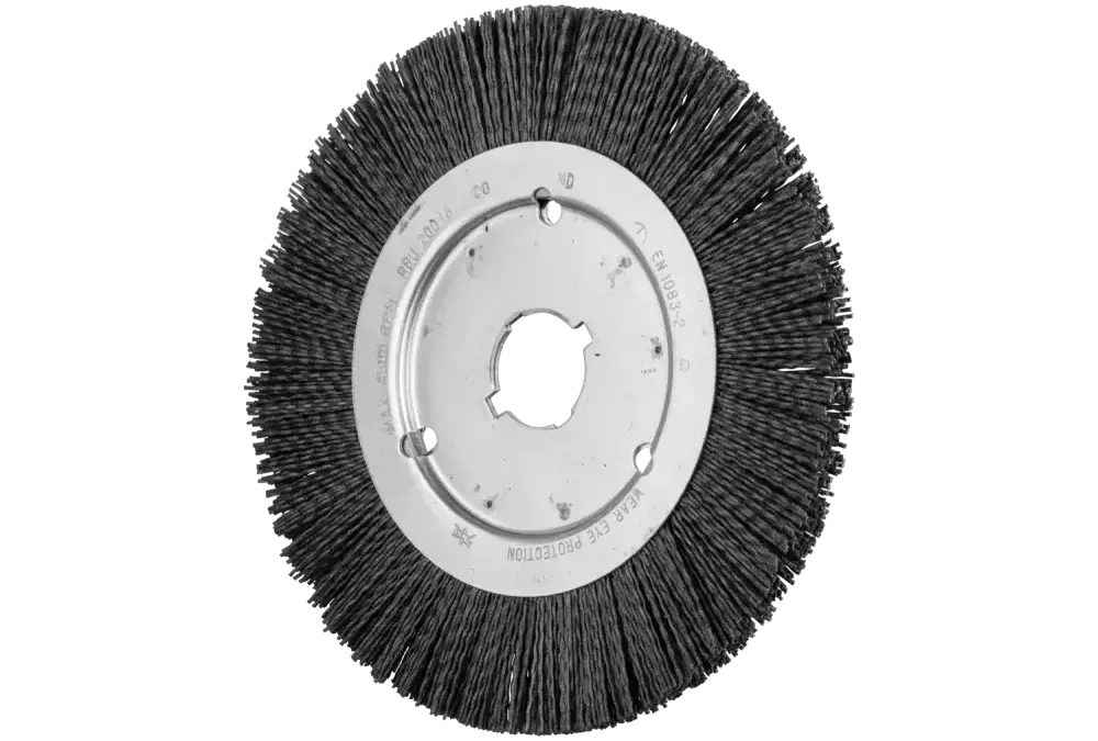 Szczotka tarczowa wąska niepleciona RBU Ø 200 × 16xvariable otwór, włókno ceramiczne Ø 1,10 mm ziarno 120 1