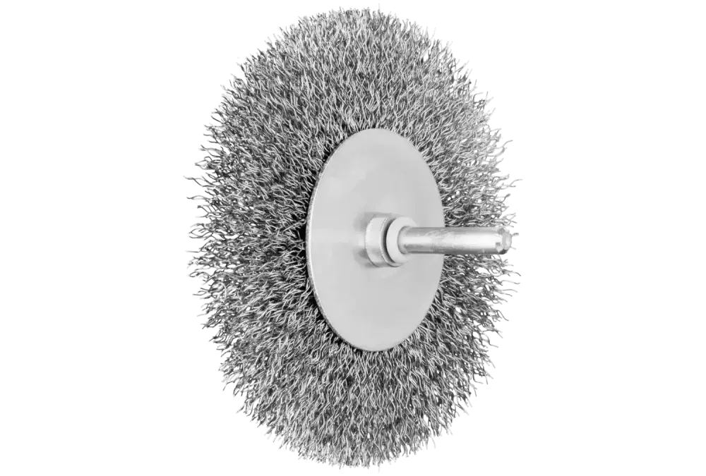 Szczotka tarczowa niepleciona POS RBU Ø100 × 10 mm trzpień Ø6 mm drut stalowy Ø0,30 1
