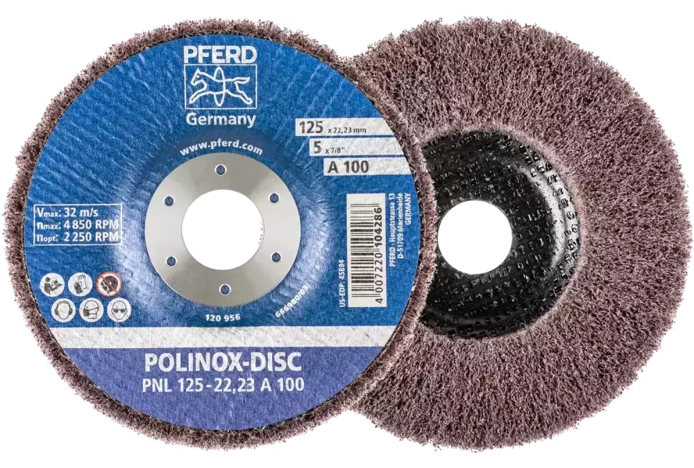 Dysk z włókniny POLINOX PNL Ø 125 mm do otworu Ø 22,23 mm A100 do szlifu dokładnego i wykańczania 1