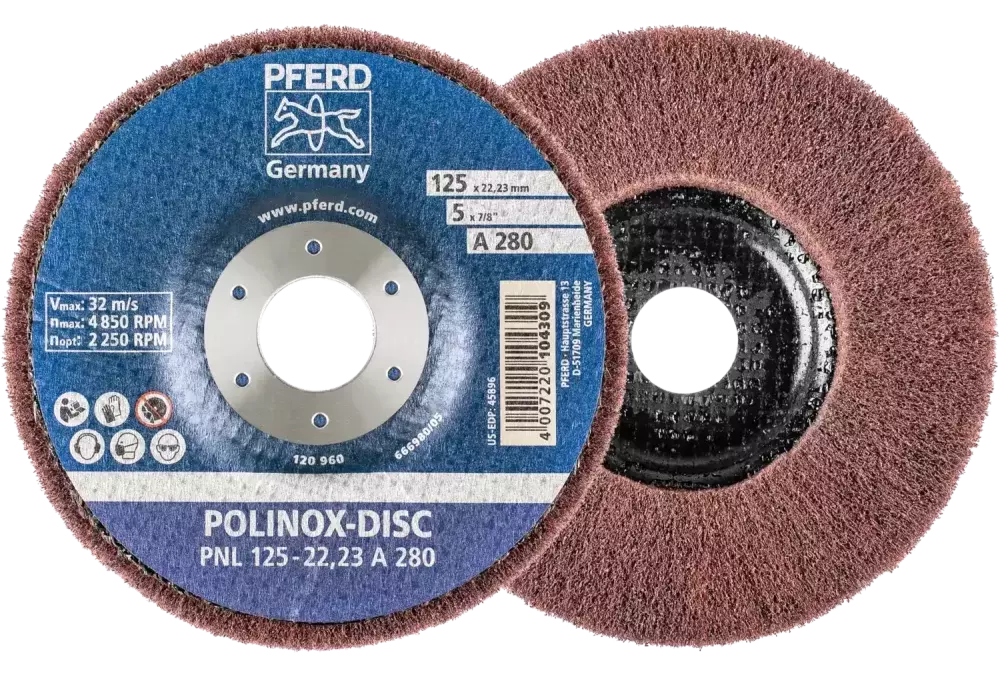 Dysk z włókniny POLINOX PNL Ø 125 mm do otworu Ø 22,23 mm A280 do szlifu dokładnego i wykańczania 1