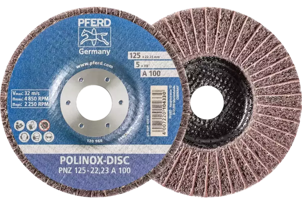 Dysk z włókniny POLINOX PNZ Ø 125 mm do otworu Ø 22,23 mm A100 do szlifu dokładnego i wykańczania 1