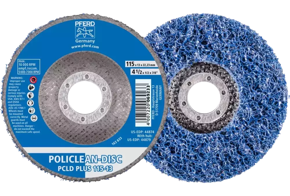 Włóknina czyszcząca POLICLEAN PLUS PCLD Ø 115 × 13 mm otwór Ø 22,3 mm do zgrubnych prac czyszczących 1