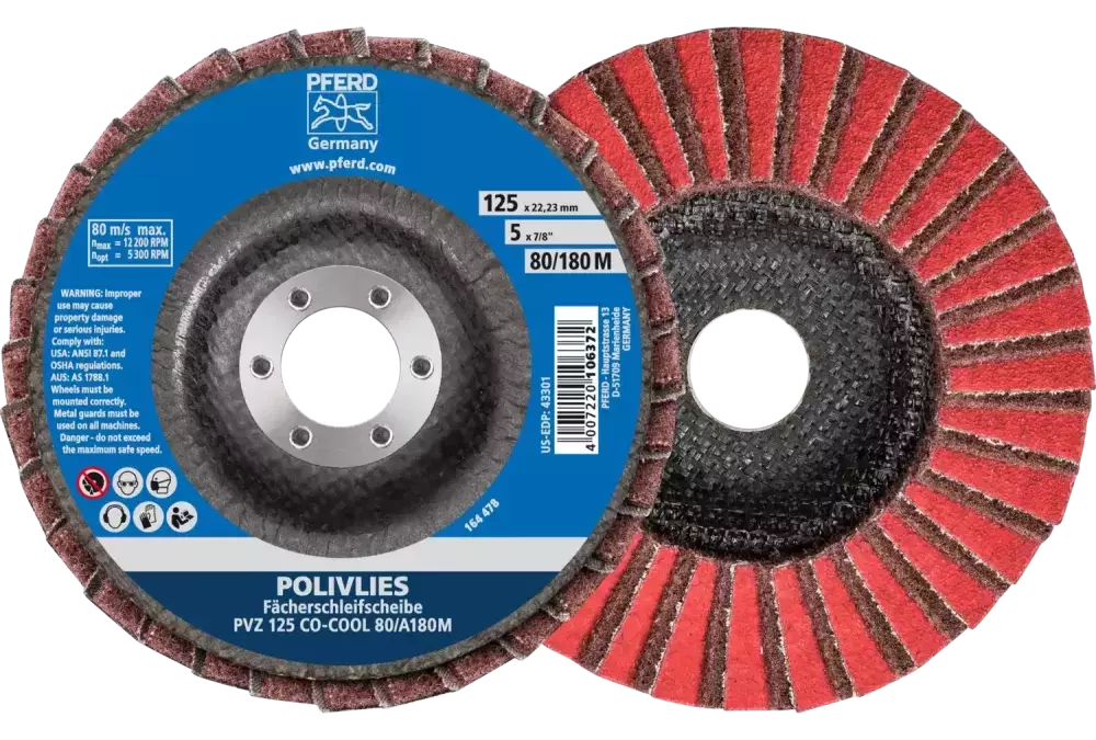 Ściernica włókninowa POLIVLIES PVZ ceramiczna Ø 125 mm otwór 22,23 mm CO-COOL80/A180M do szlifu dokładnego 1