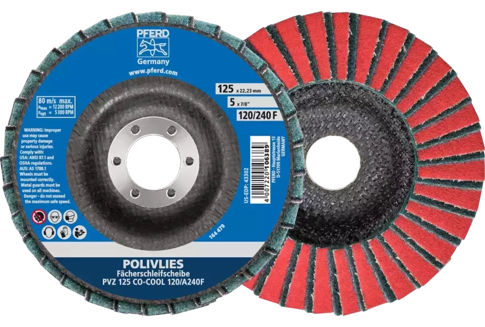 Ściernica włókninowa POLIVLIES PVZ ceramiczna Ø 125 mm otwór 22,23 mm CO-COOL120/A240F do szlifu dokładnego 1
