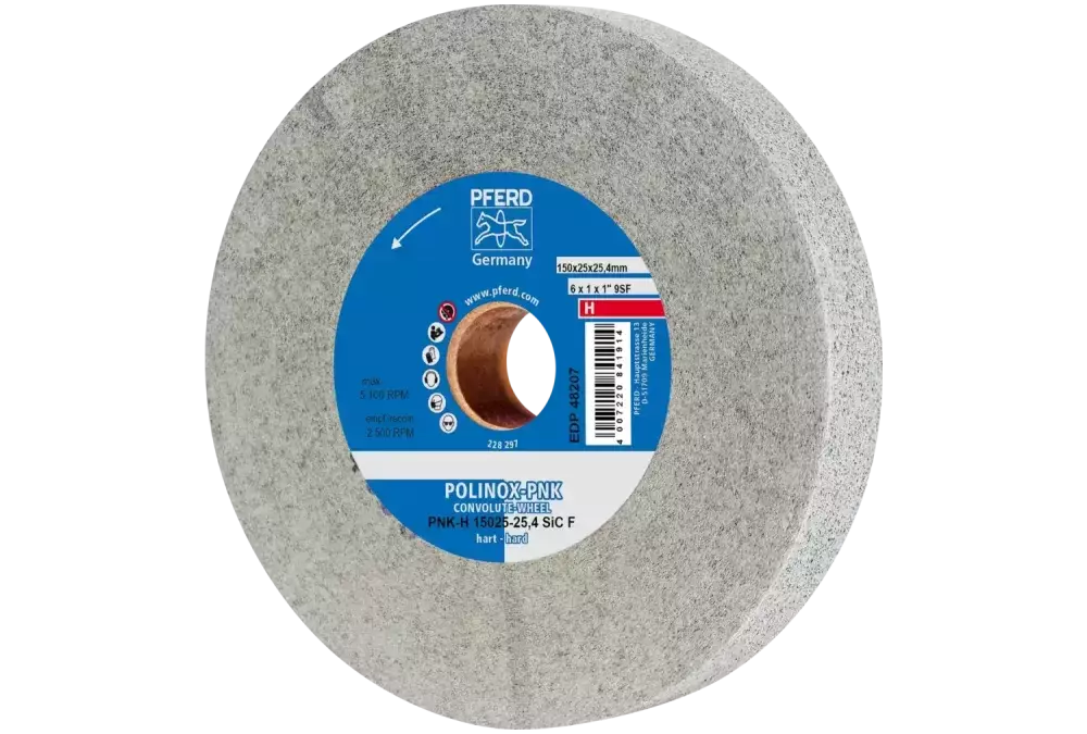 Krążek z nawiniętą włókniną POLINOX PNK Ø 150 × 25 mm do otworu Ø 25,4 mm twardy SIC drobnoziarnisty do wykańczania 1