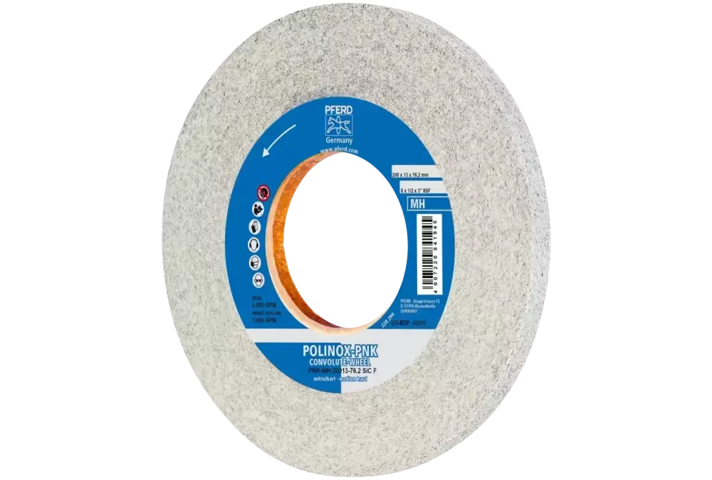 Krążek z nawiniętą włókniną POLINOX PNK Ø 200 × 13 mm do otworu Ø 76,2 mm średnio twardy SIC drobnoziarnisty do wykańczania 1