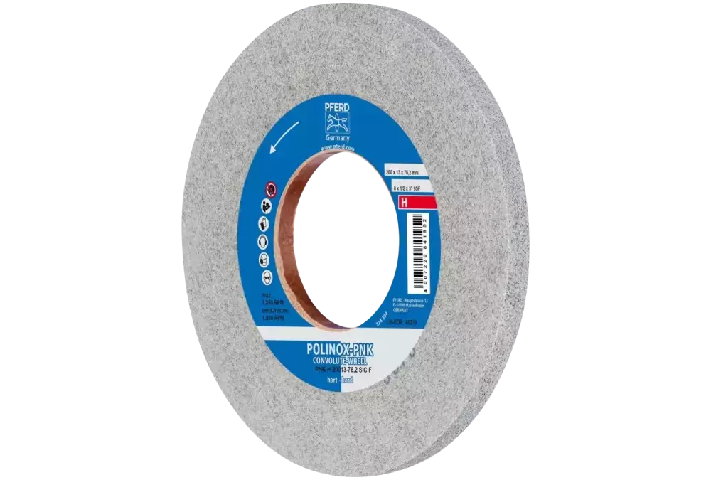Krążek z nawiniętą włókniną POLINOX PNK Ø 200 × 13 mm do otworu Ø 76,2 mm twardy SIC drobnoziarnisty do wykańczania 1
