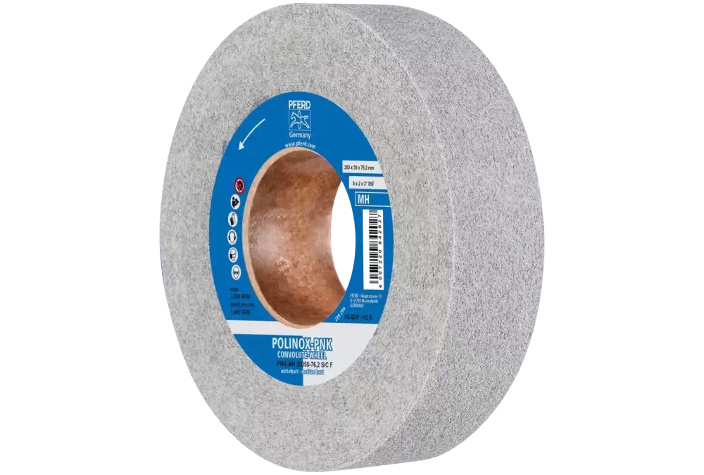 Krążek z nawiniętą włókniną POLINOX PNK Ø 200 × 50 mm do otworu Ø 76,2 mm średnio twardy SIC drobnoziarnisty do wykańczania 1