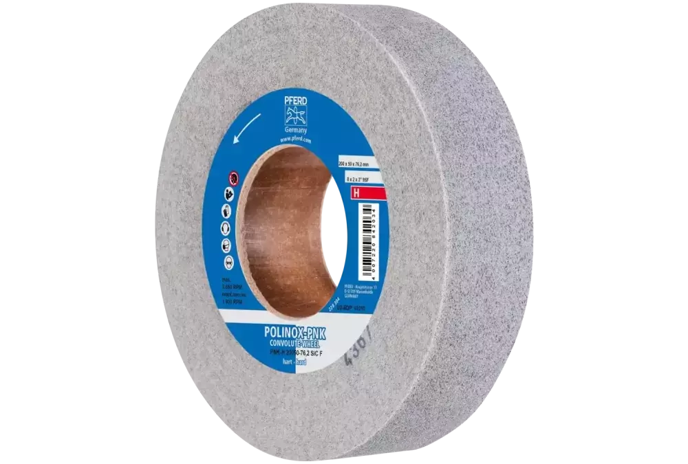 Krążek z nawiniętą włókniną POLINOX PNK Ø 200 × 50 mm do otworu Ø 76,2 mm twardy SIC drobnoziarnisty do wykańczania 1