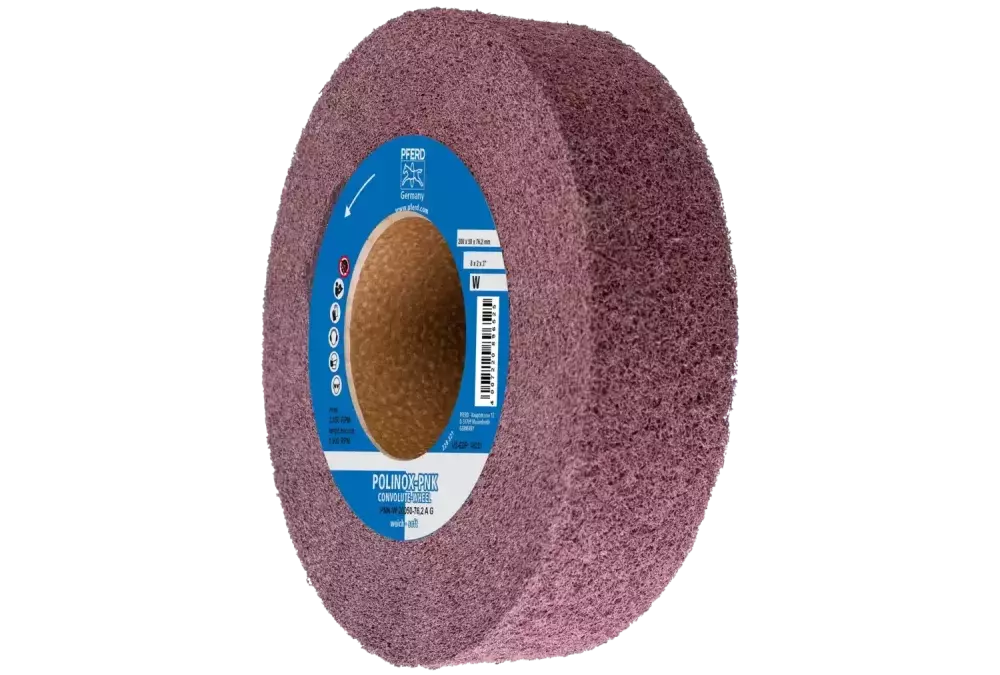 Krążek z nawiniętą włókniną POLINOX PNK Ø 200 × 50 mm do otworu Ø 76,2 mm miękki A gruboziarnisty do wykańczania 1