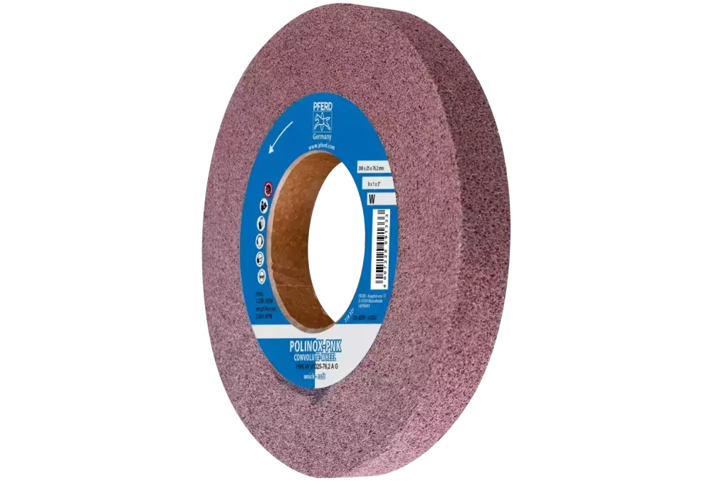 Krążek z nawiniętą włókniną POLINOX PNK Ø 200 × 25 mm do otworu Ø 76,2 mm miękki A gruboziarnisty do wykańczania 1