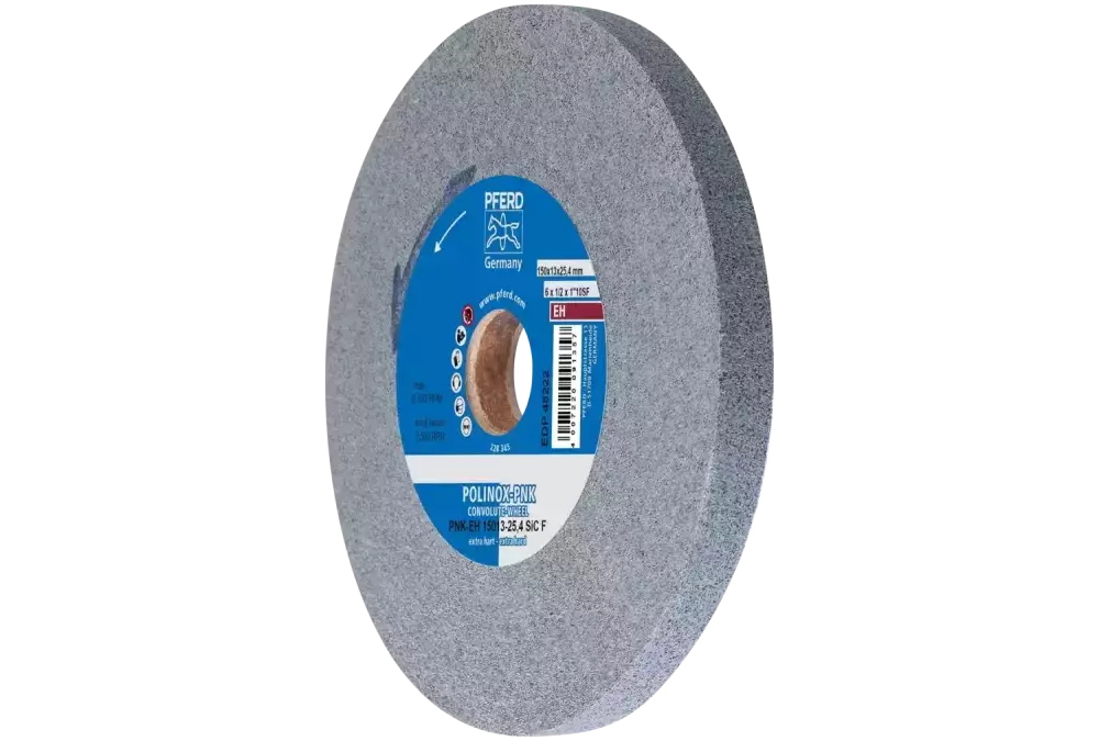 Krążek z nawiniętą włókniną POLINOX PNK Ø 150 × 13 mm do otworu Ø 25,4 mm bardzo twardy SIC drobnoziarnisty do wykańczania 1