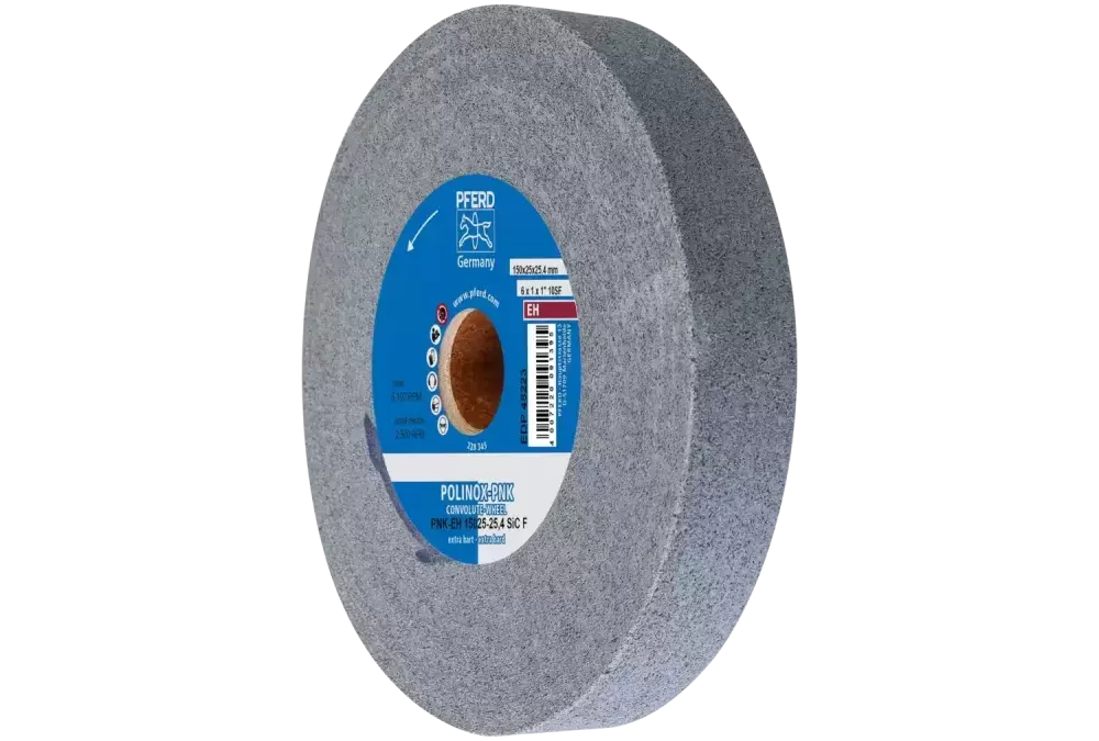 Krążek z nawiniętą włókniną POLINOX PNK Ø 150 × 25 mm do otworu Ø 25,4 mm bardzo twardy SIC drobnoziarnisty do wykańczania 1