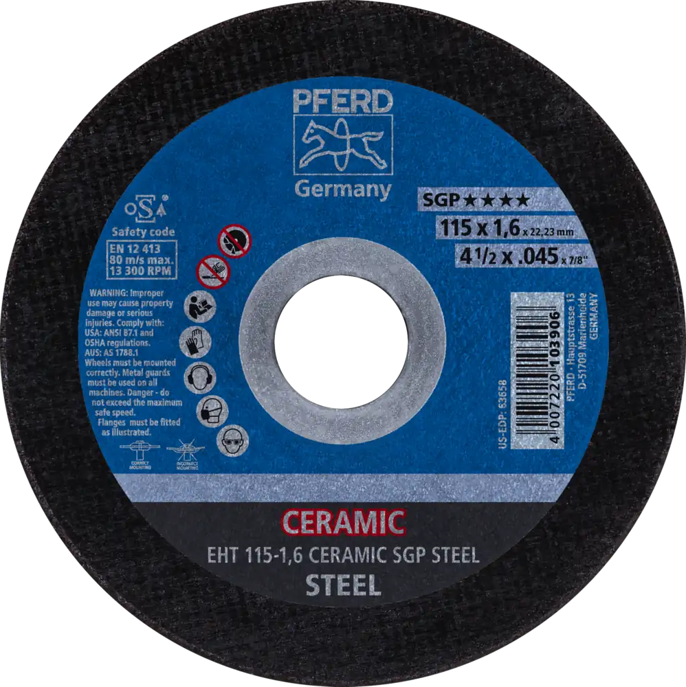 Tarcza do cięcia metalu 115x1,6x22,23 CERAMIC SGP STEEL płaska Pferd 61301516 1