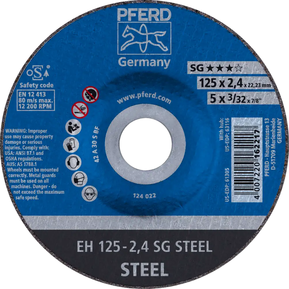Tarcza do cięcia metalu 125x2,4x22,23 SG STEEL wypukła Pferd 61320222 1