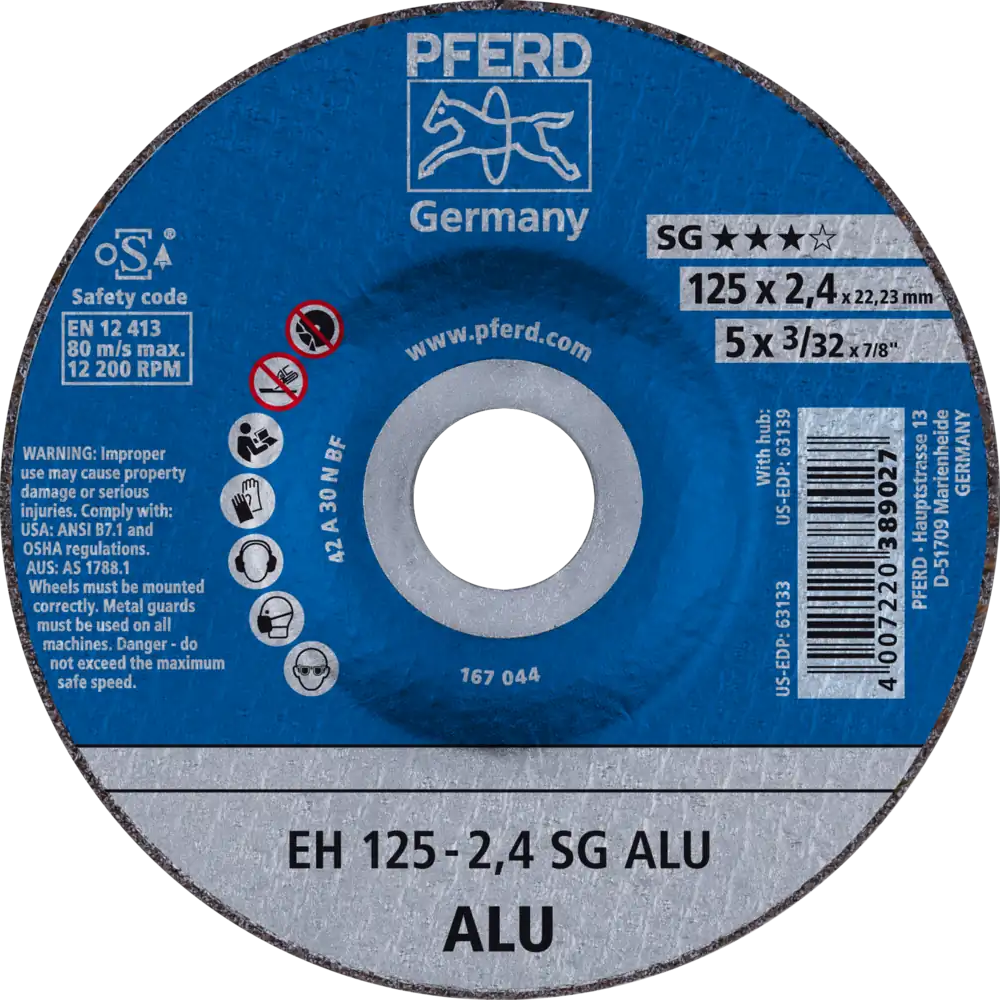Tarcza do cięcia aluminium 125x2,4x22,23 SG ALU wypukła Pferd 61320822 1