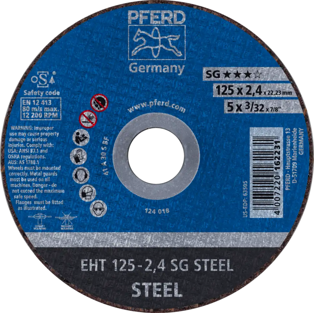 Tarcza do cięcia metalu 125x2,4x22,23 SG STEEL płaska Pferd 61321222 1