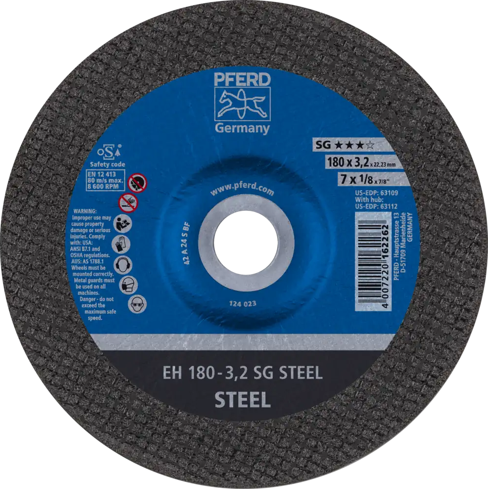 Tarcza do cięcia metalu 180x3,2x22,23 SG STEEL wypukła Pferd 61323222 1