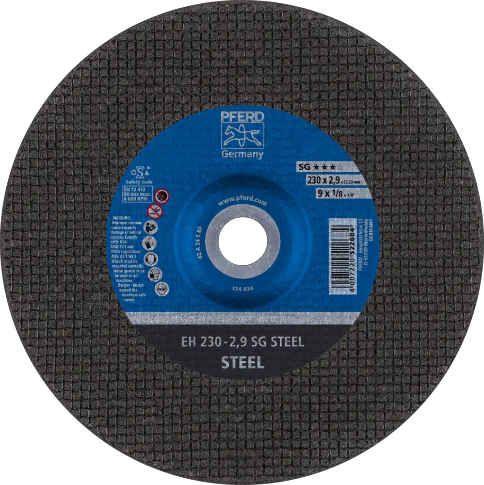 Tarcza do cięcia metalu 230x2,9x22,23 SG STEEL wypukła Pferd 61324322 1