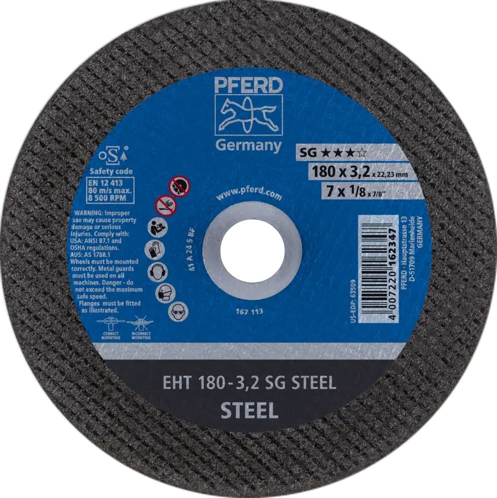 Tarcza do cięcia metalu 180x3,2x22,23 SG STEEL płaska Pferd 61326222 1