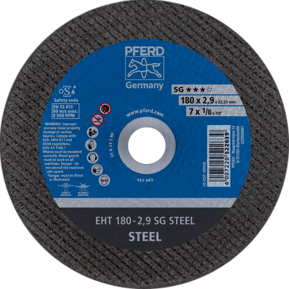 Tarcza do cięcia metalu 180x2,9x22,23 SG STEEL płaska Pferd 61326322 1