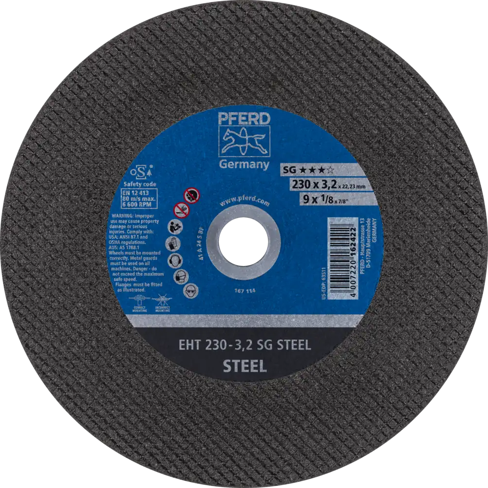 Tarcza do cięcia metalu 230x3,2x22,23 SG STEEL płaska Pferd 61328222 1