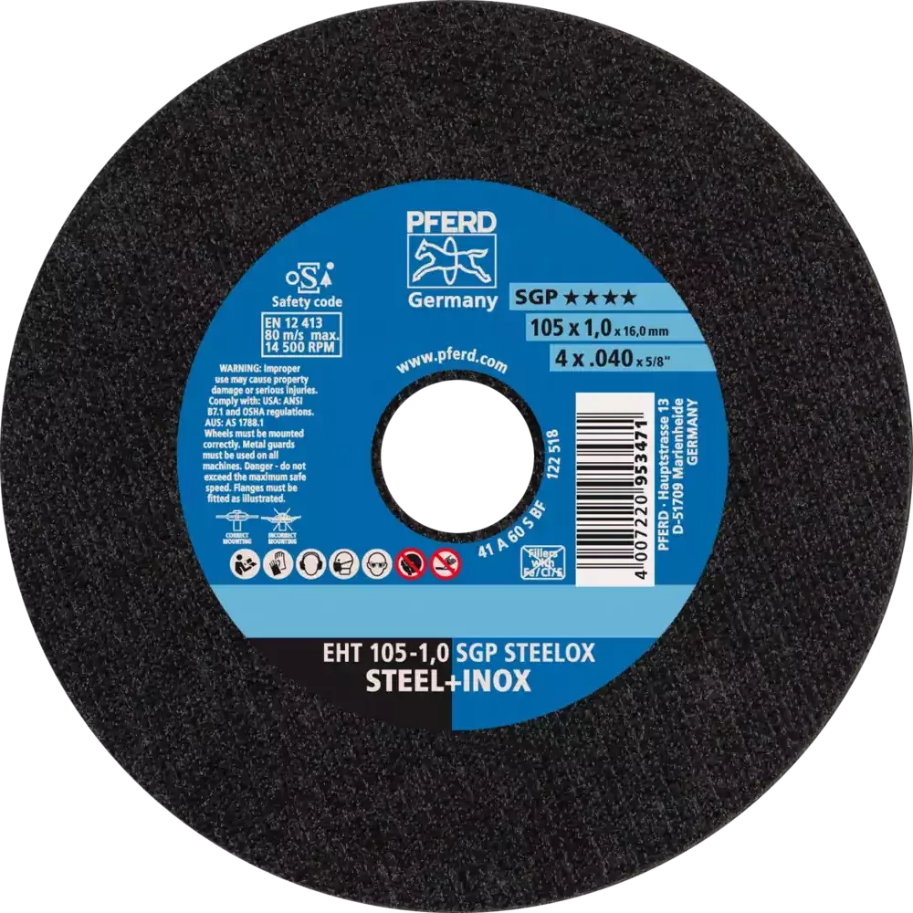 Ściernica tarczowa do cięcia EHT 105 × 1,0 × 16 mm prosta linia specjalna SGP STEELOX do stali/stali szlachetnej 1