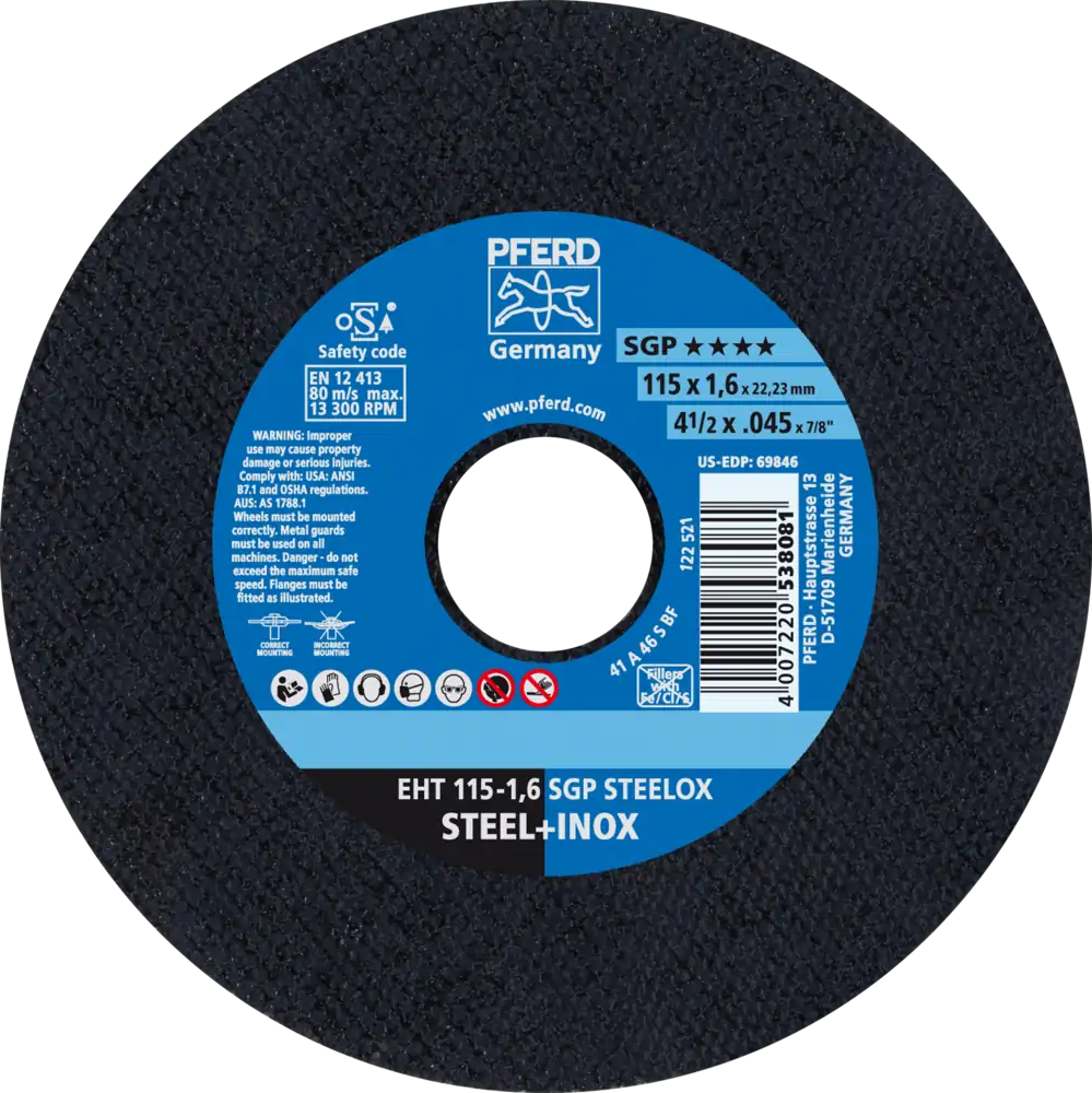 Tarcza do cięcia metalu 115x1,6x22,23 SGP STEELOX płaska Pferd 61330420 1
