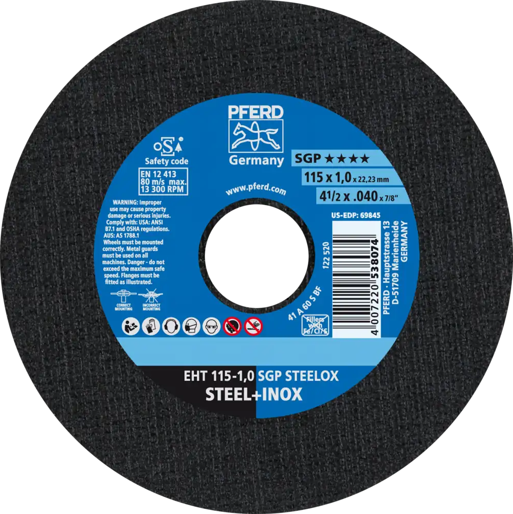 Tarcza do cięcia metalu 115x1x22,23 SGP STEELOX płaska Pferd 61330421 1