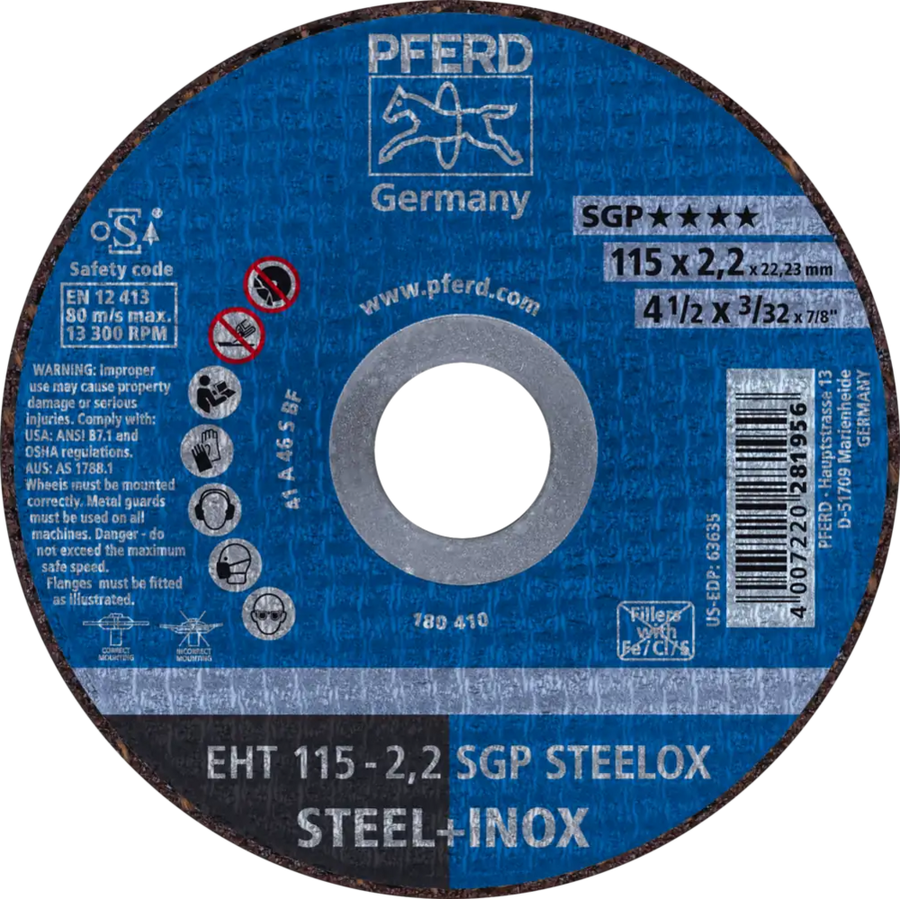 Tarcza do cięcia metalu 115x2,2x22,23 SGP STEELOX płaska Pferd 61330422 1