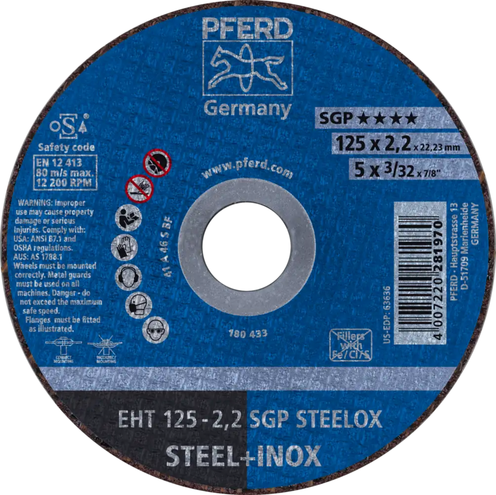 Tarcza do cięcia metalu 125x2,2x22,23 SGP STEELOX płaska Pferd 61331622 1