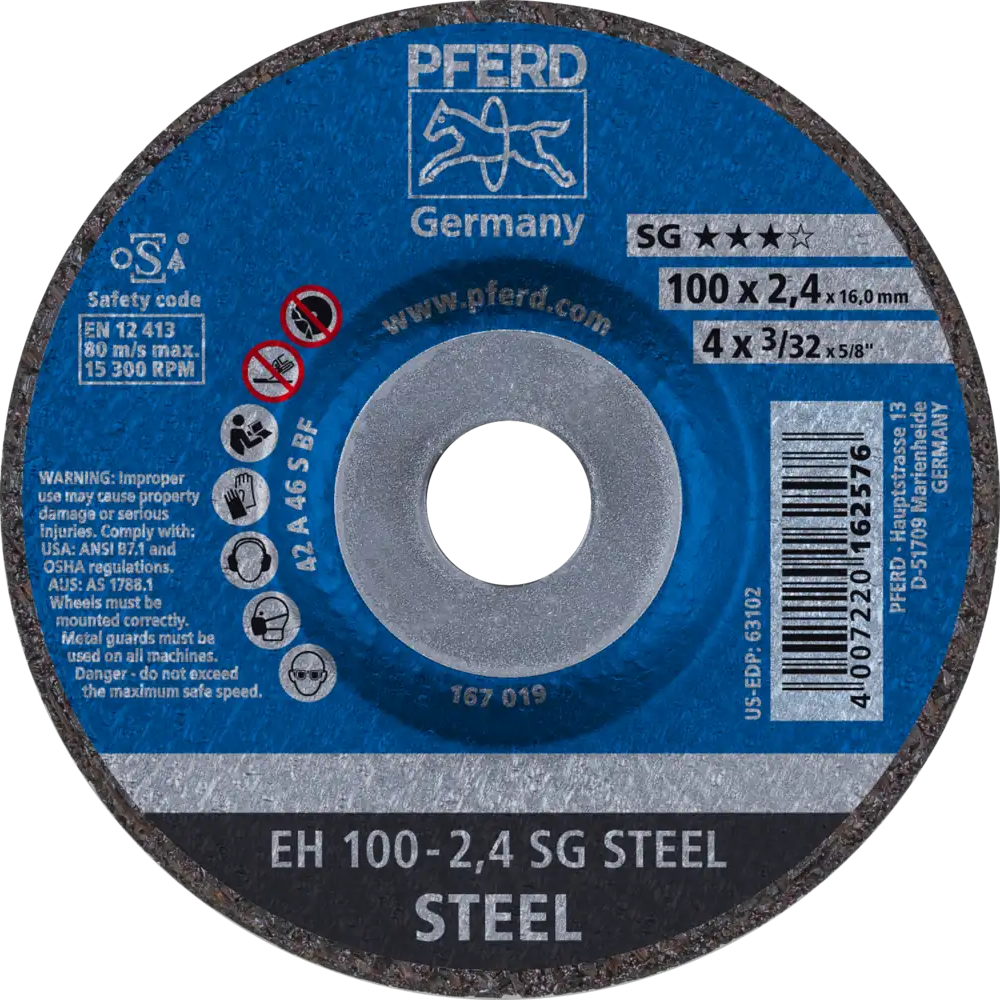 Tarcza do cięcia metalu 100x2,4x16 SG STEEL wypukła Pferd 61339116 1