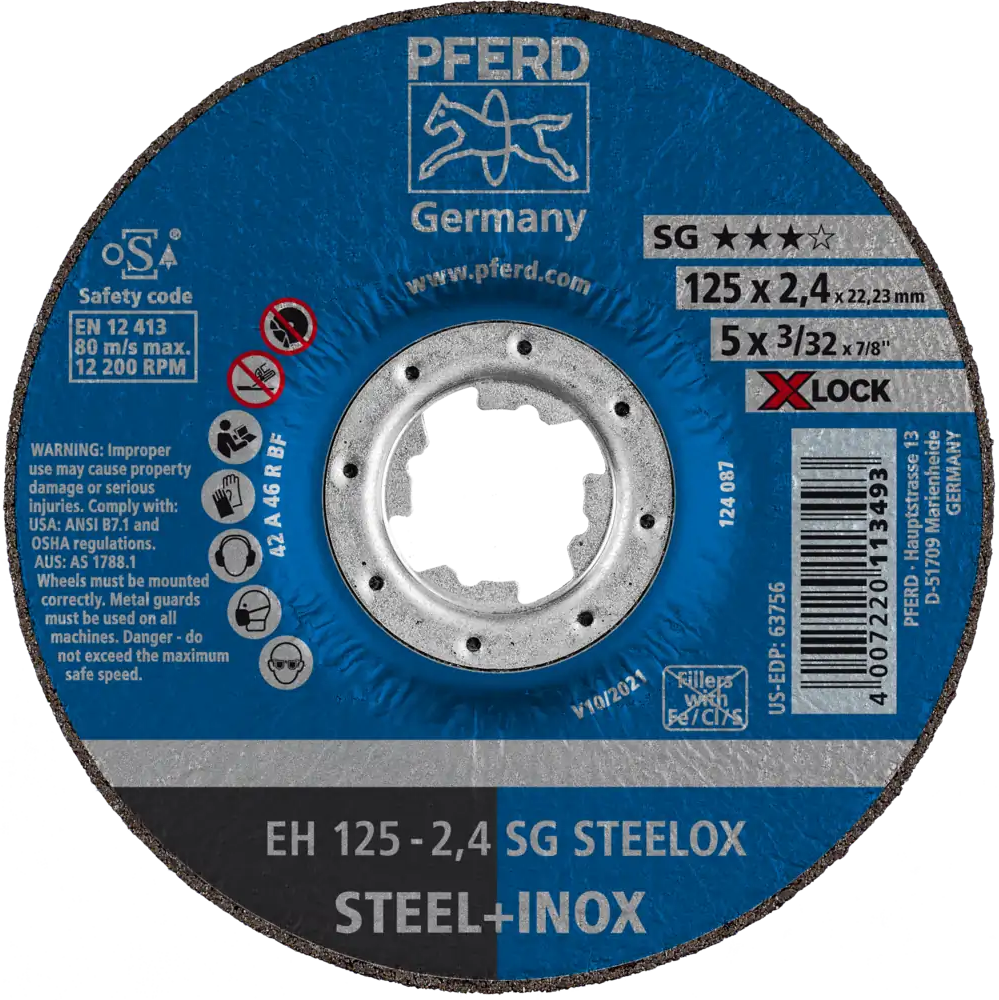 Tarcza do cięcia metalu 125x2,4x22,23 X-LOCK SG STEELOX wypukła Pferd 61340125 1