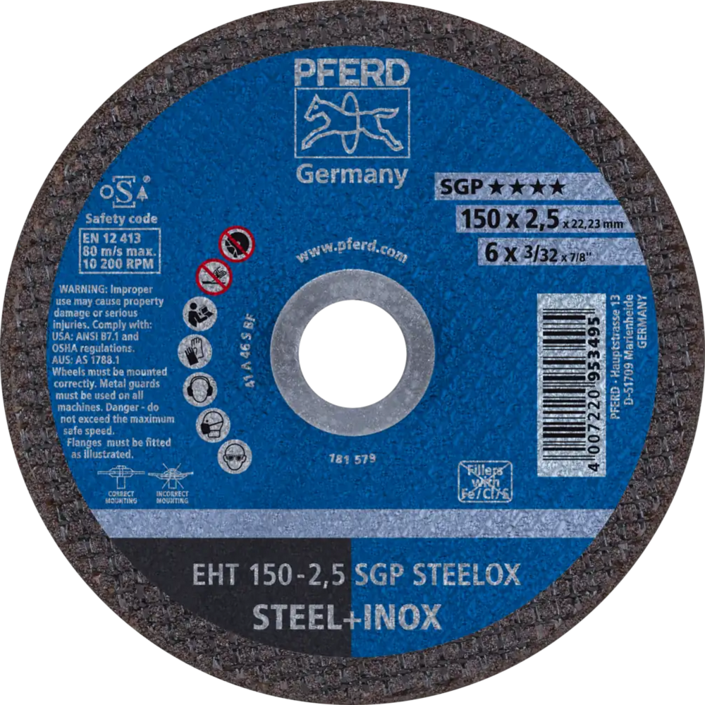 Tarcza do cięcia metalu 150x2,5x22,23 SGP STEELOX płaska Pferd 61342225 1