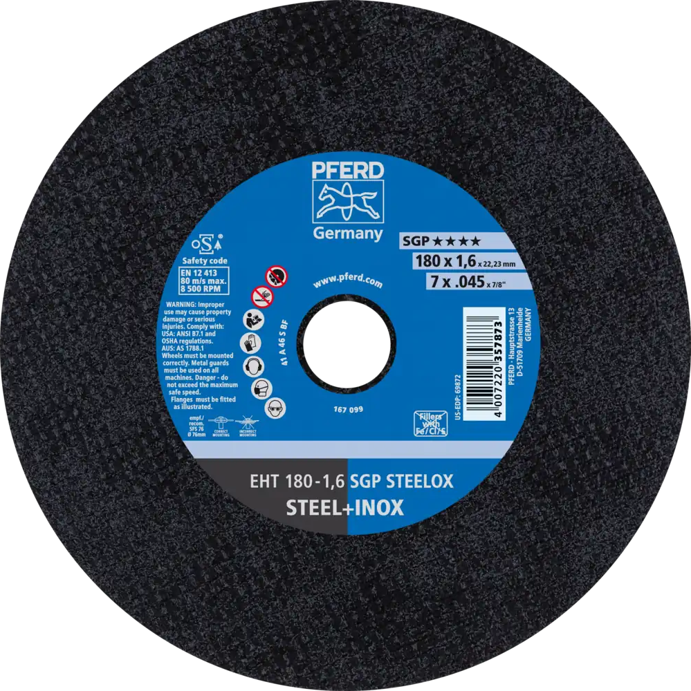 Tarcza do cięcia metalu 180x1,6x22,23 SGP STEELOX płaska Pferd 61343122 1