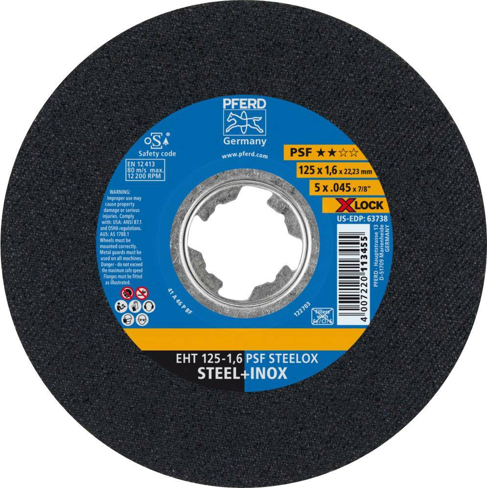 Tarcza do cięcia metalu 125x1,6x22,23 X-LOCK PSF STEELOX płaska Pferd 61721124 1