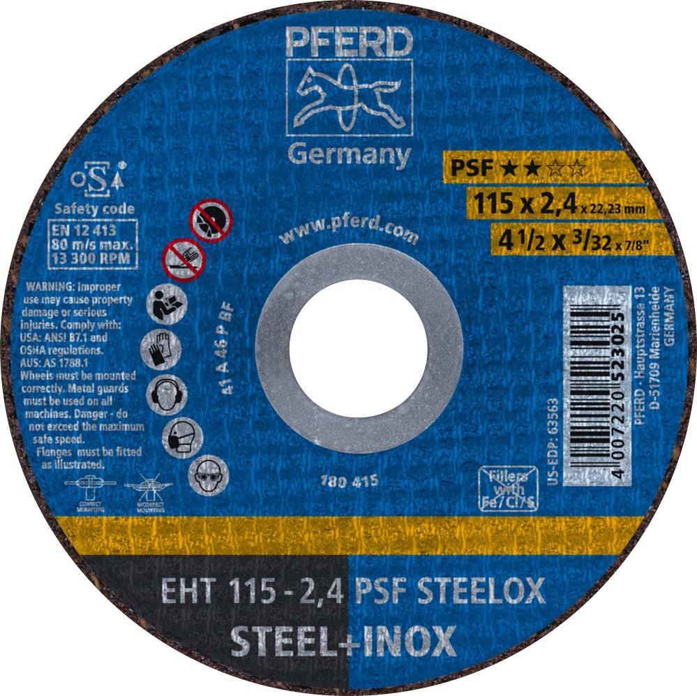 Tarcza do cięcia metalu 115x2,4x22,23 PSF STEELOX płaska Pferd 61730122 1