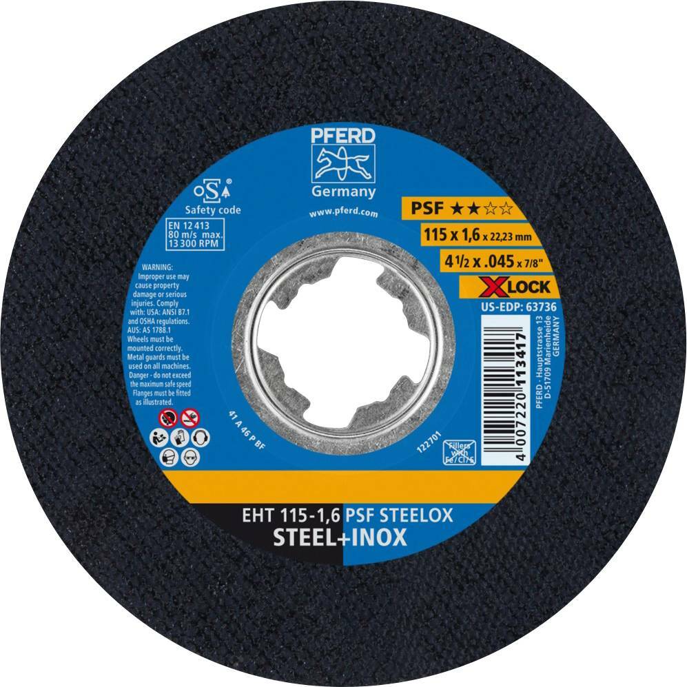 Tarcza do cięcia metalu 115x1,6x22,23 X-LOCK PSF STEELOX płaska Pferd 61730124 1
