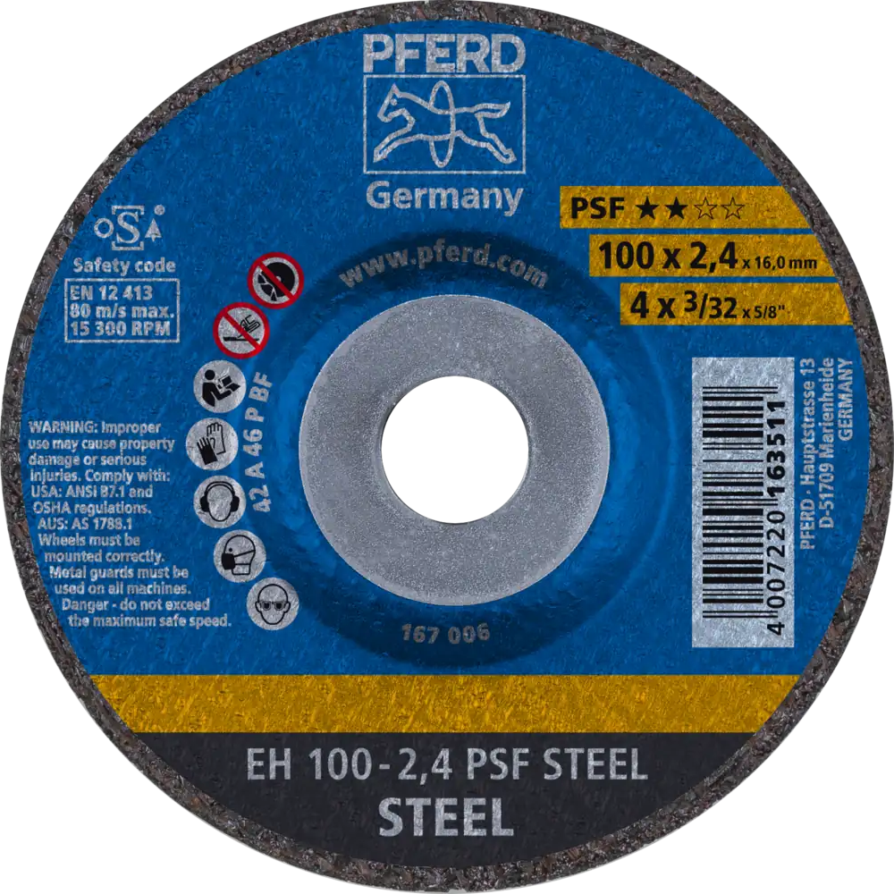 Tarcza do cięcia metalu 100x2,4x16 PSF STEEL wypukła Pferd 61739116 1