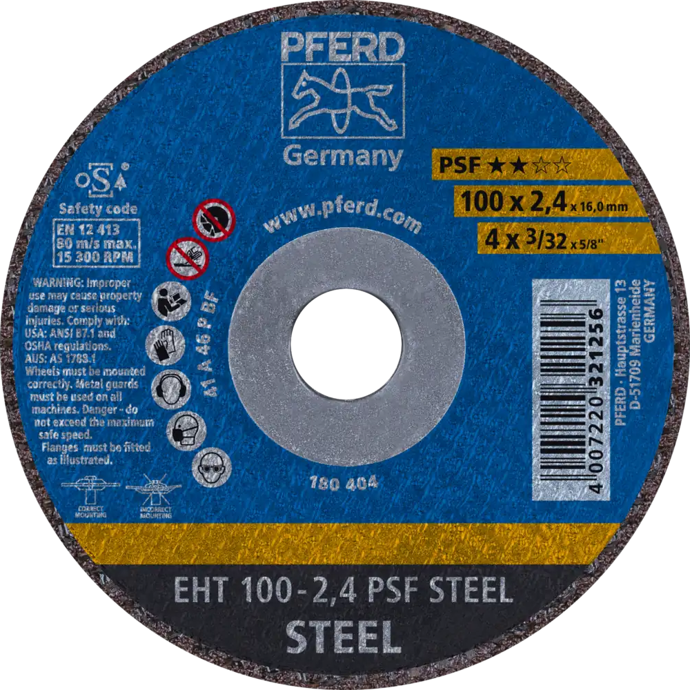Tarcza do cięcia metalu 100x2,4x16 PSF STEEL płaska Pferd 61741116 1