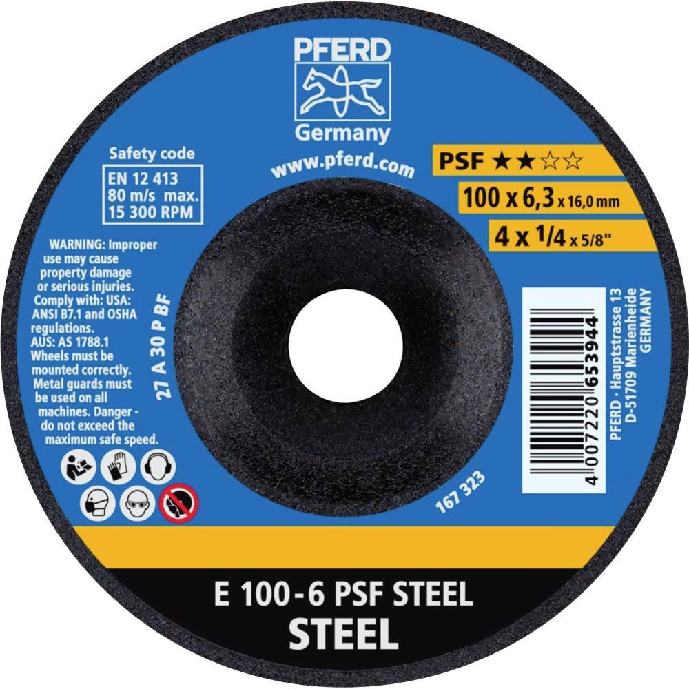 Tarcza do szlifowania metalu 100x6,3x16 PSF STEEL wypukła Pferd 62010634 1