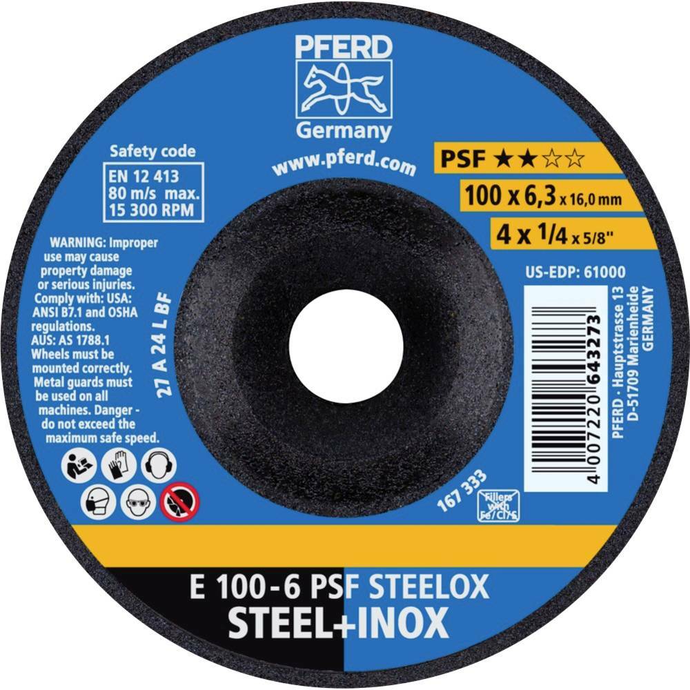 Tarcza do szlifowania metalu 100x6,3x16 PSF STEELOX wypukła Pferd 62010720 1