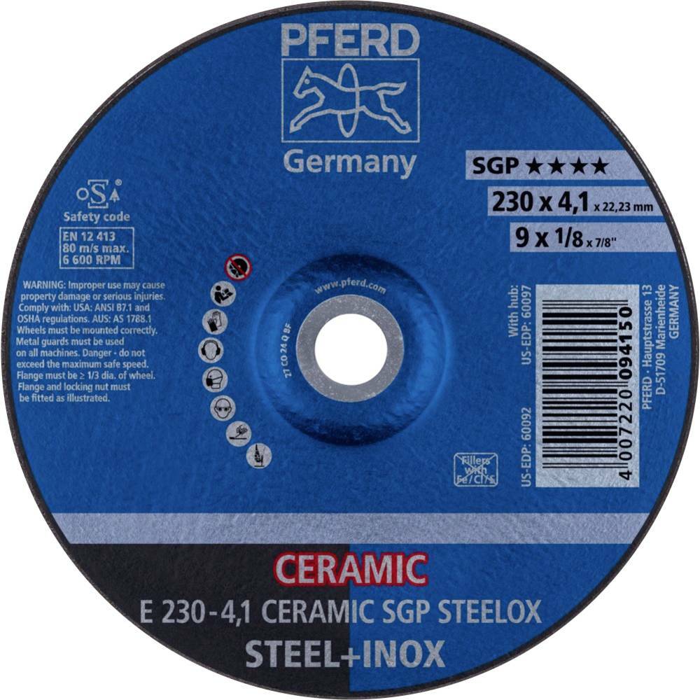 Tarcza do szlifowania metalu 230x4,1x22,23 CERAMIC SGP STEELOX wypukła Pferd 62100230 1