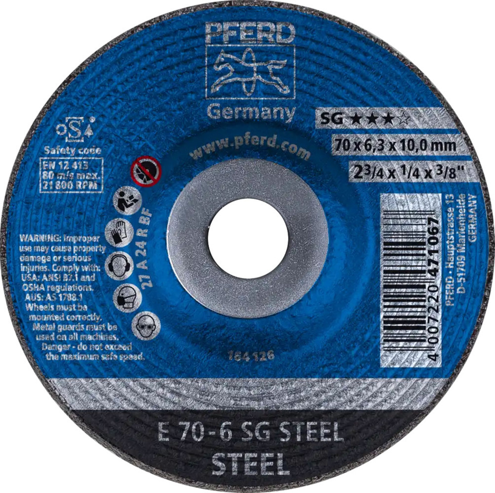 Tarcza do szlifowania metalu 70x6,3x10 SG STEEL wypukła Pferd 62207626 1