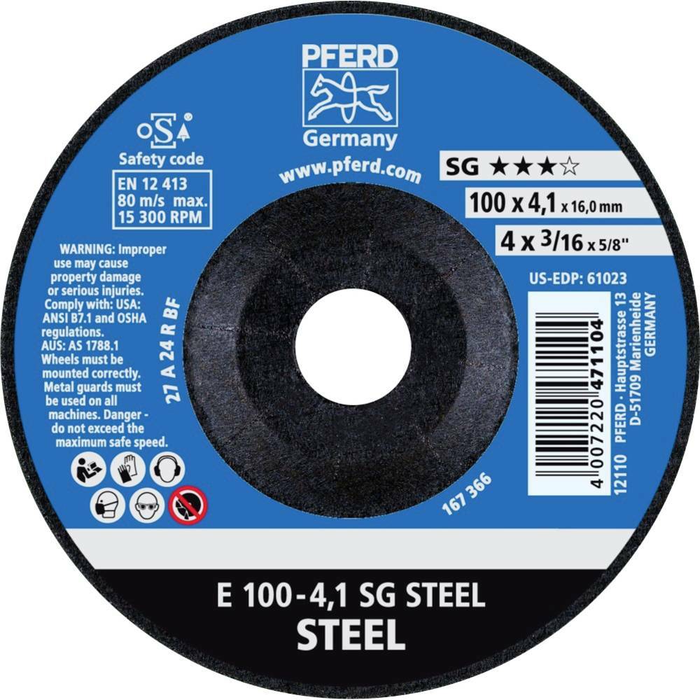 Tarcza do szlifowania metalu 100x4,1x16 SG STEEL wypukła Pferd 62210426 1