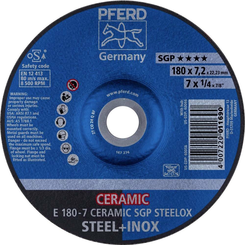 Tarcza do szlifowania metalu 180x7,2x22,23 CERAMIC SGP STEELOX wypukła Pferd 62217300 1