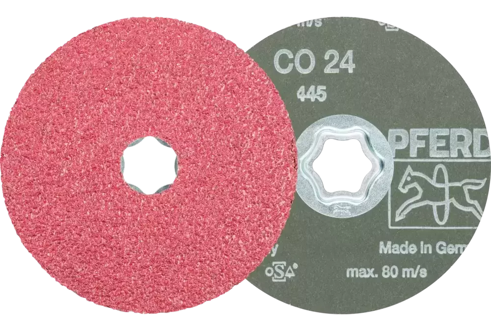 Tarcza fibrowa z ziarnem ceramicznym COMBICLICK Ø115 mm CO24 do szlifu zgrubnego na stali 1