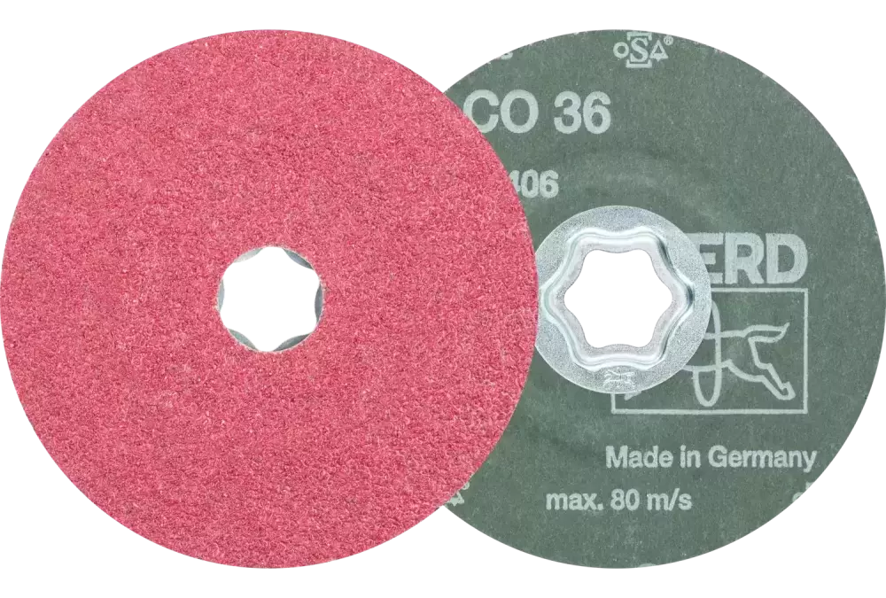 Tarcza fibrowa z ziarnem ceramicznym COMBICLICK Ø115 mm CO36 do szlifu zgrubnego na stali 1