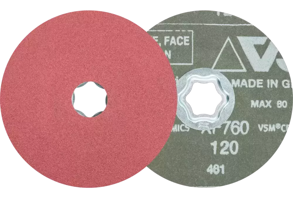 Tarcza fibrowa z ziarnem ceramicznym COMBICLICK Ø115 mm CO120 do szlifu zgrubnego na stali 1
